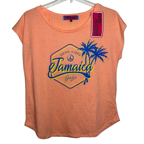 Sun Kissed Tops - Sun Kissed Jamaica One Love Mango T-shirt Good Vibes Size Large NWT